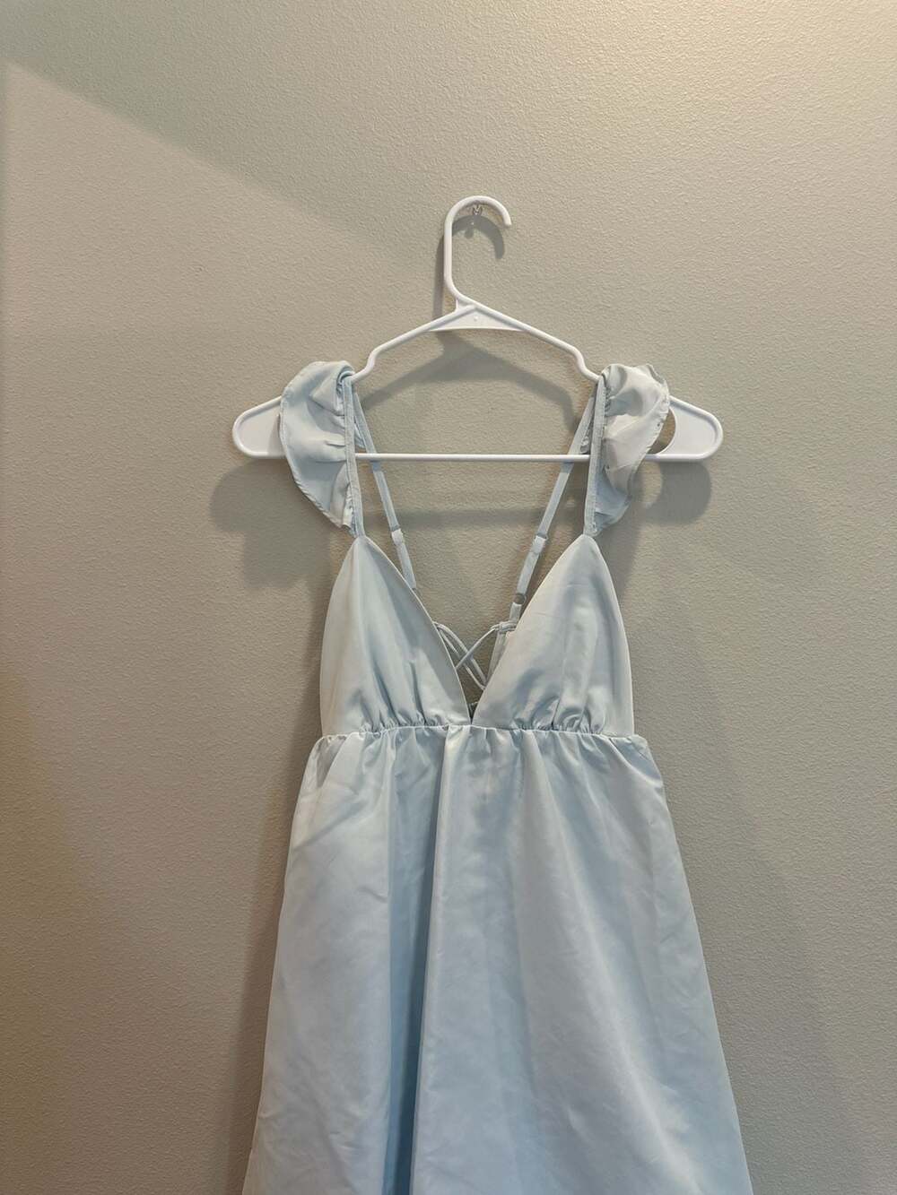 Wild Fable Light Blue Ruffle Strap Bubble Hem Mini Dress Size XS